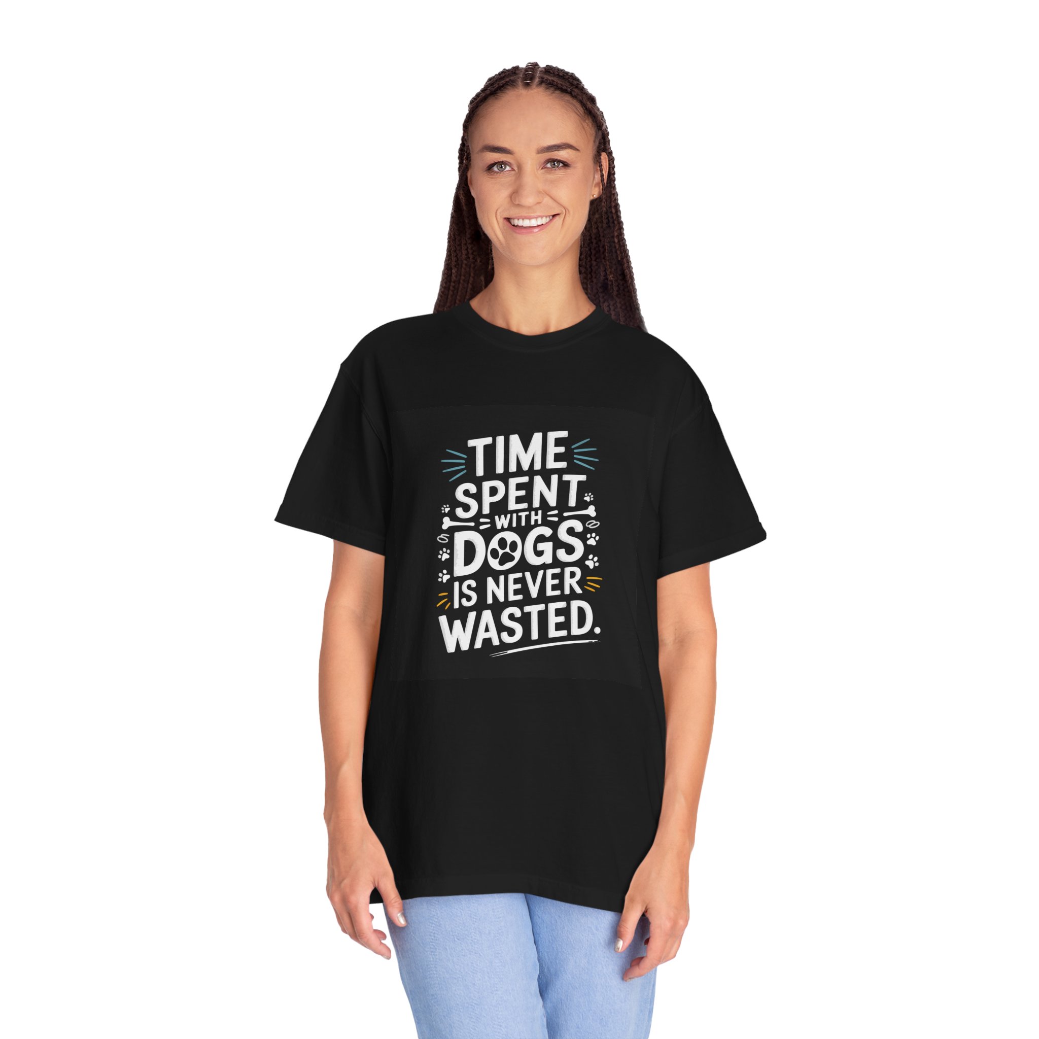 Dog Lover's T-Shirt - "Time Spent with Dogs is Never Wasted", Perfect Gift for Dog Owners, Pet Lovers, Casual Wear - Image 31