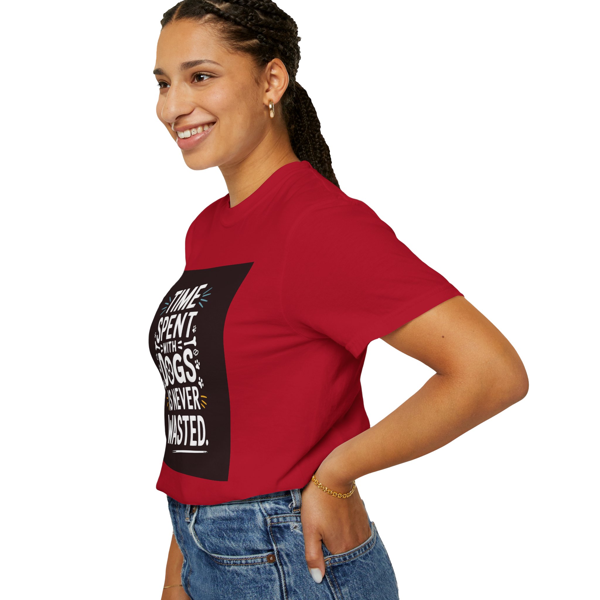 Dog Lover's T-Shirt - "Time Spent with Dogs is Never Wasted", Perfect Gift for Dog Owners, Pet Lovers, Casual Wear - Image 46