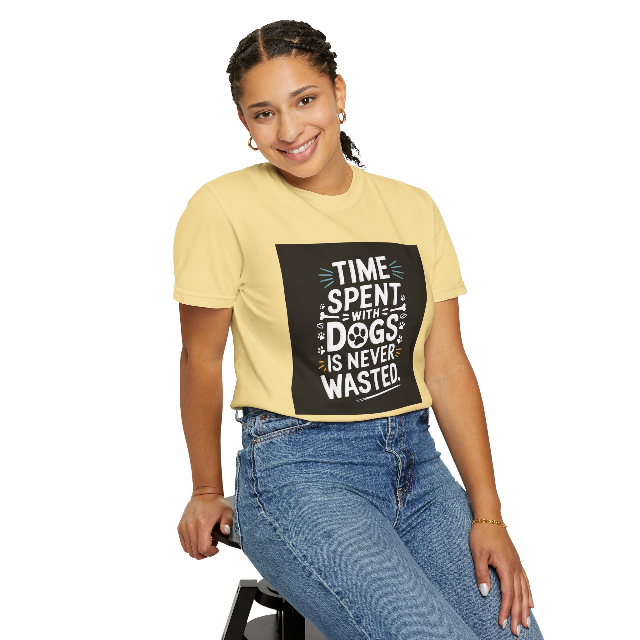 Dog Lover's T-Shirt - "Time Spent with Dogs is Never Wasted", Perfect Gift for Dog Owners, Pet Lovers, Casual Wear - Image 5
