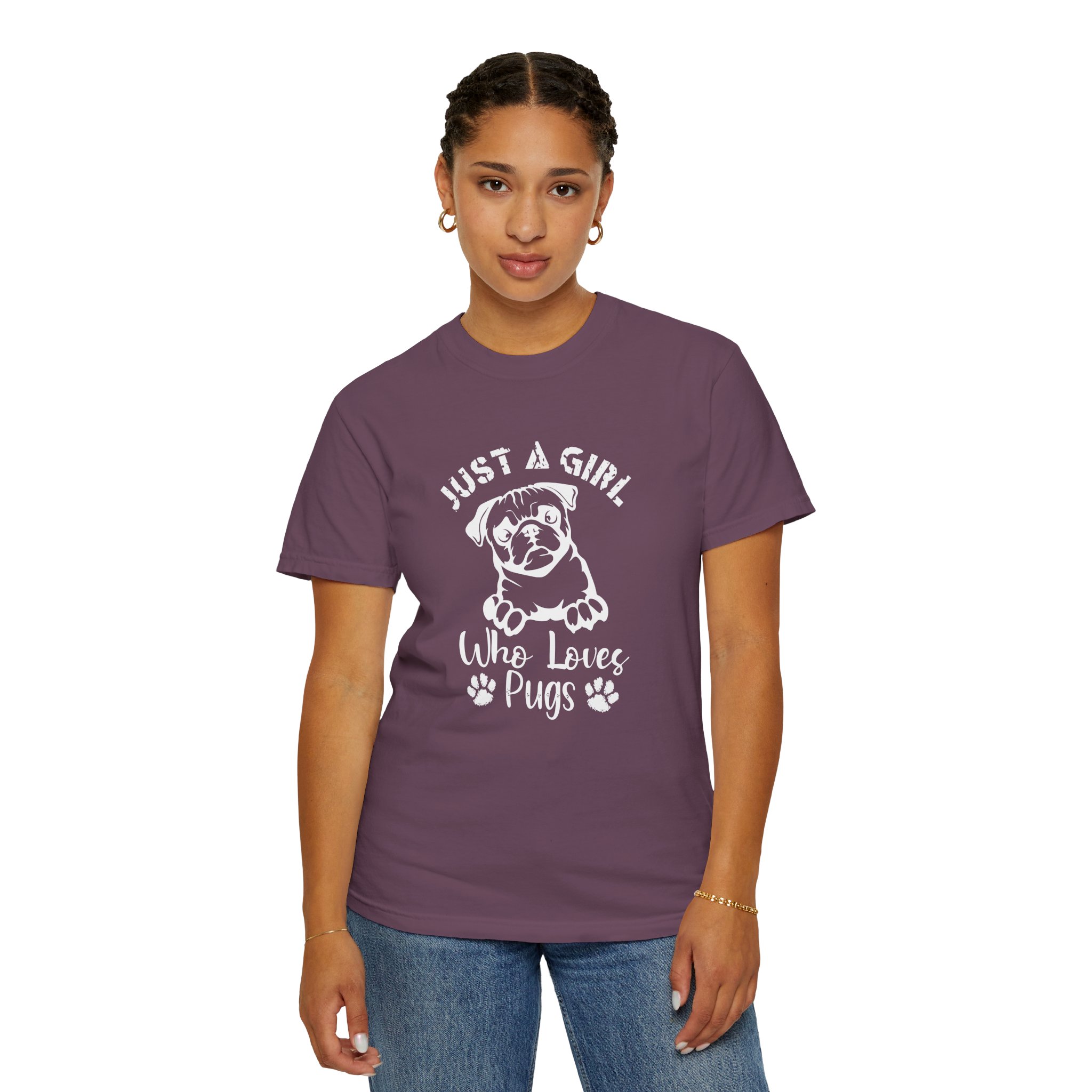 Pug Lover T-Shirt, Just a Girl Who Loves Pugs Tee, Gift for Dog Moms, Cute Pet Shirt, Fun Animal T-Shirt - Image 32