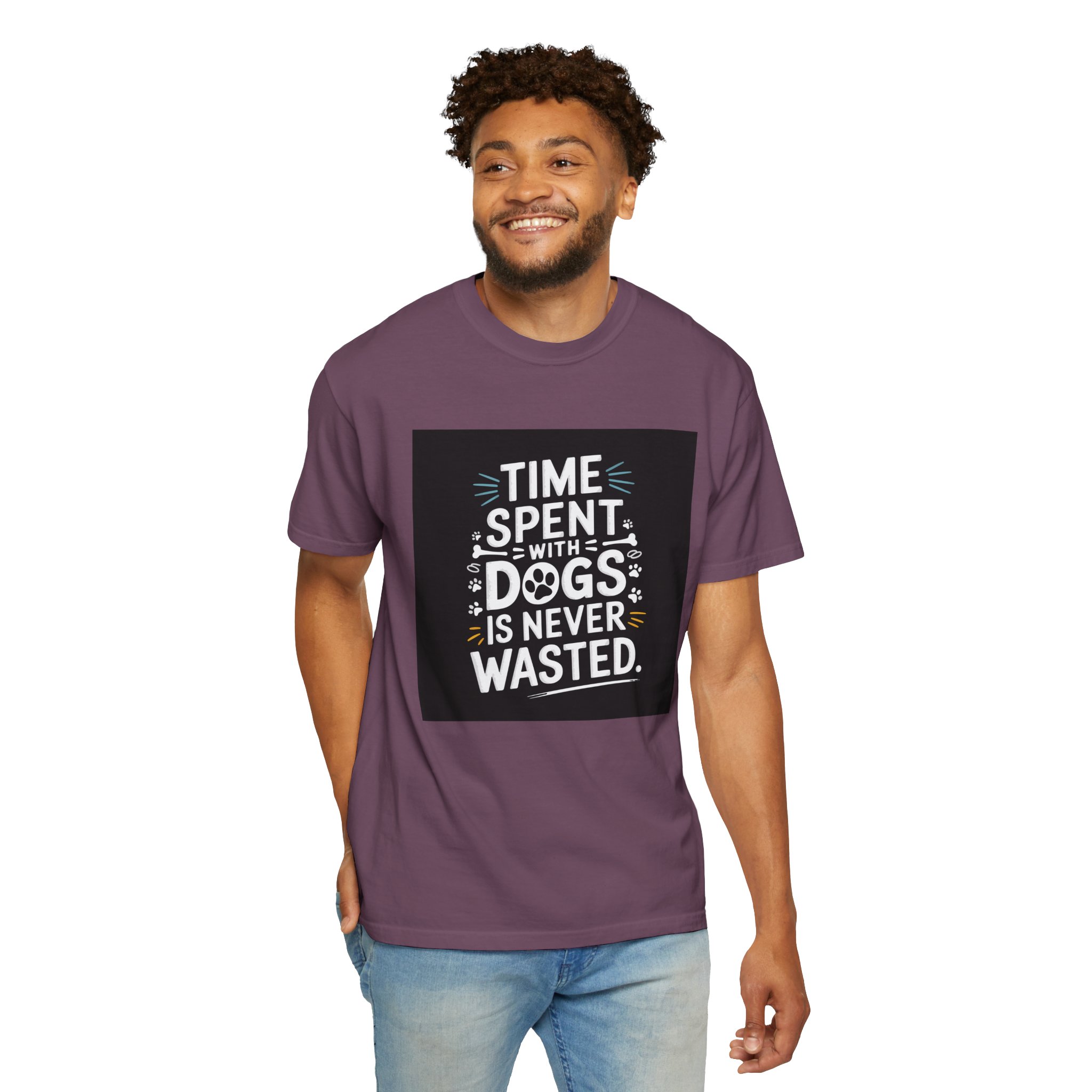 Dog Lover's T-Shirt - "Time Spent with Dogs is Never Wasted", Perfect Gift for Dog Owners, Pet Lovers, Casual Wear - Image 41