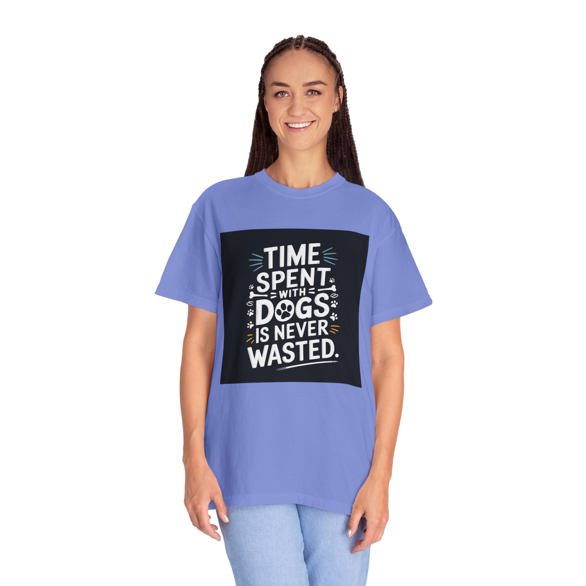 Dog Lover's T-Shirt - "Time Spent with Dogs is Never Wasted", Perfect Gift for Dog Owners, Pet Lovers, Casual Wear - Image 24
