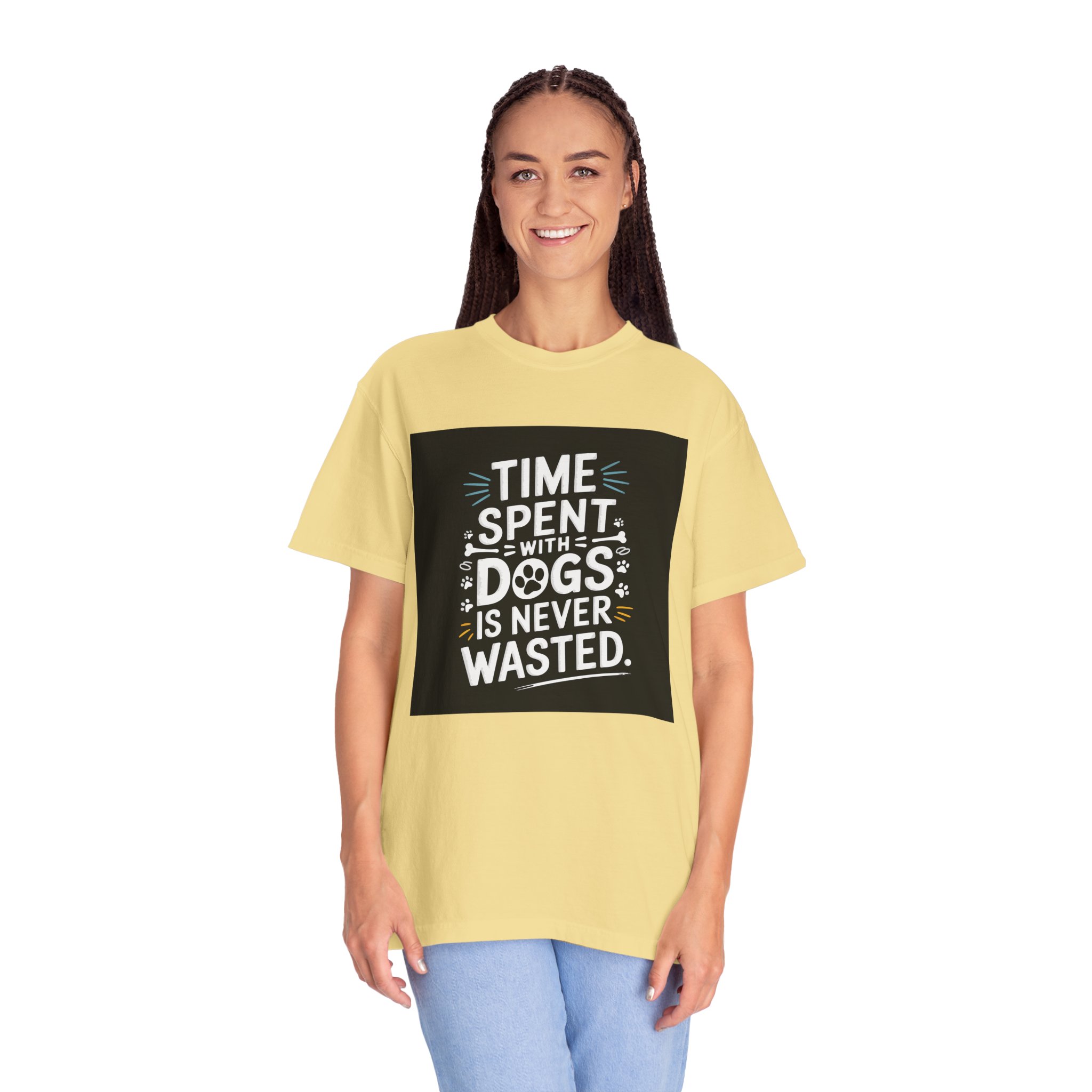 Dog Lover's T-Shirt - "Time Spent with Dogs is Never Wasted", Perfect Gift for Dog Owners, Pet Lovers, Casual Wear - Image 3