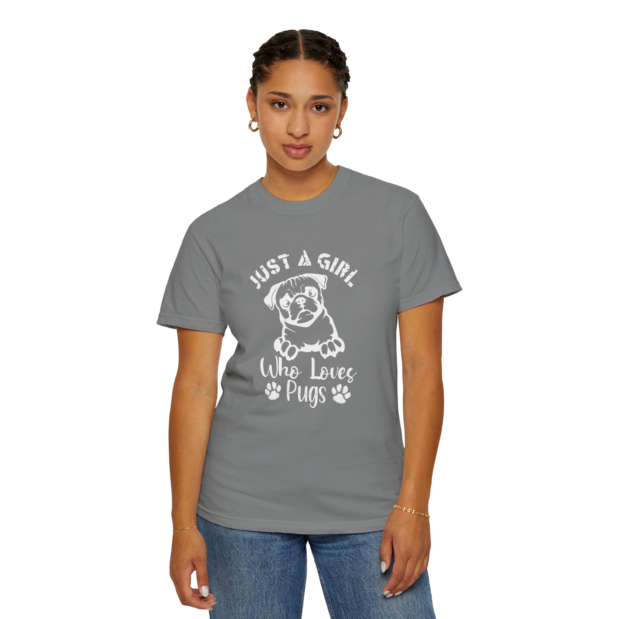 Pug Lover T-Shirt, Just a Girl Who Loves Pugs Tee, Gift for Dog Moms, Cute Pet Shirt, Fun Animal T-Shirt - Image 11