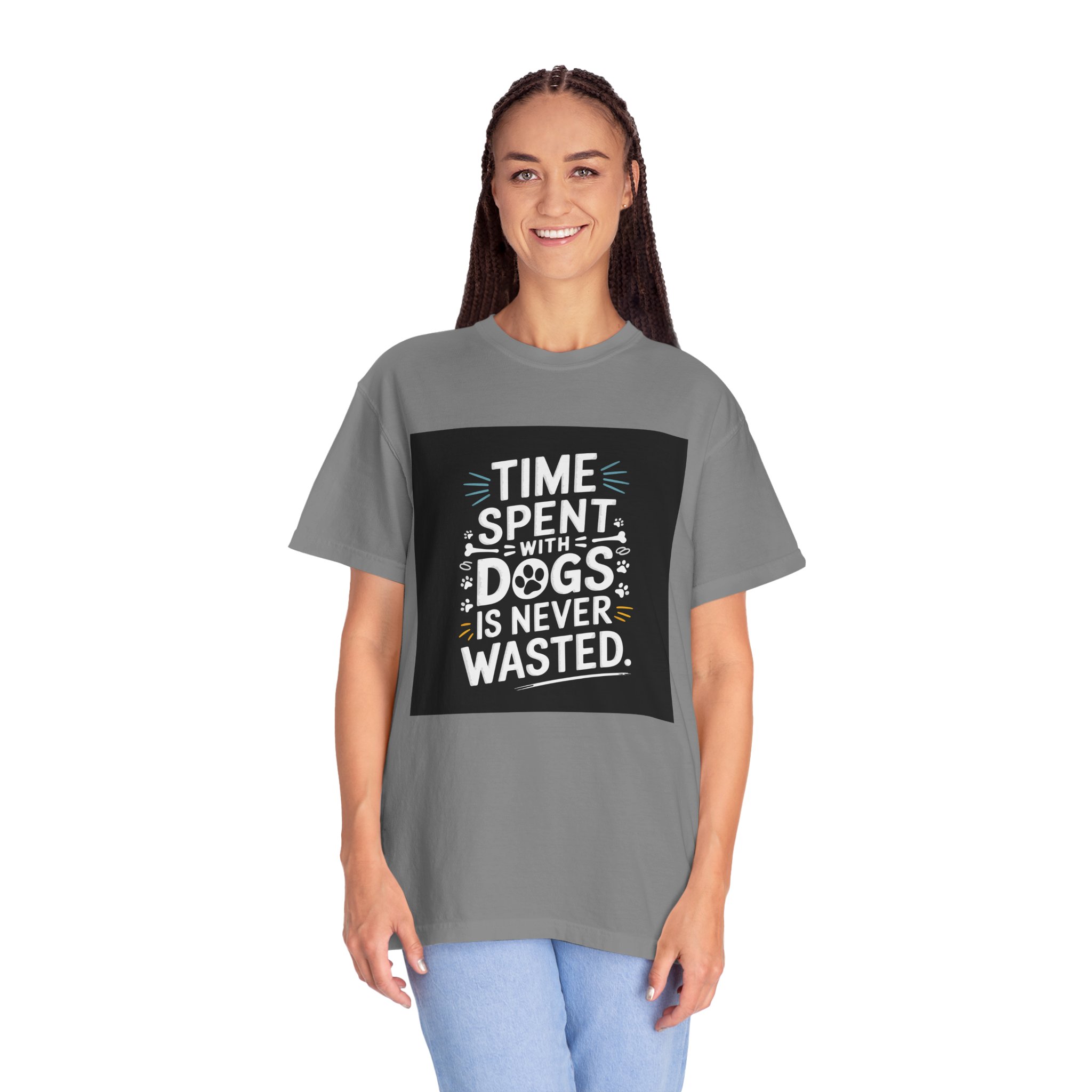 Dog Lover's T-Shirt - "Time Spent with Dogs is Never Wasted", Perfect Gift for Dog Owners, Pet Lovers, Casual Wear - Image 17