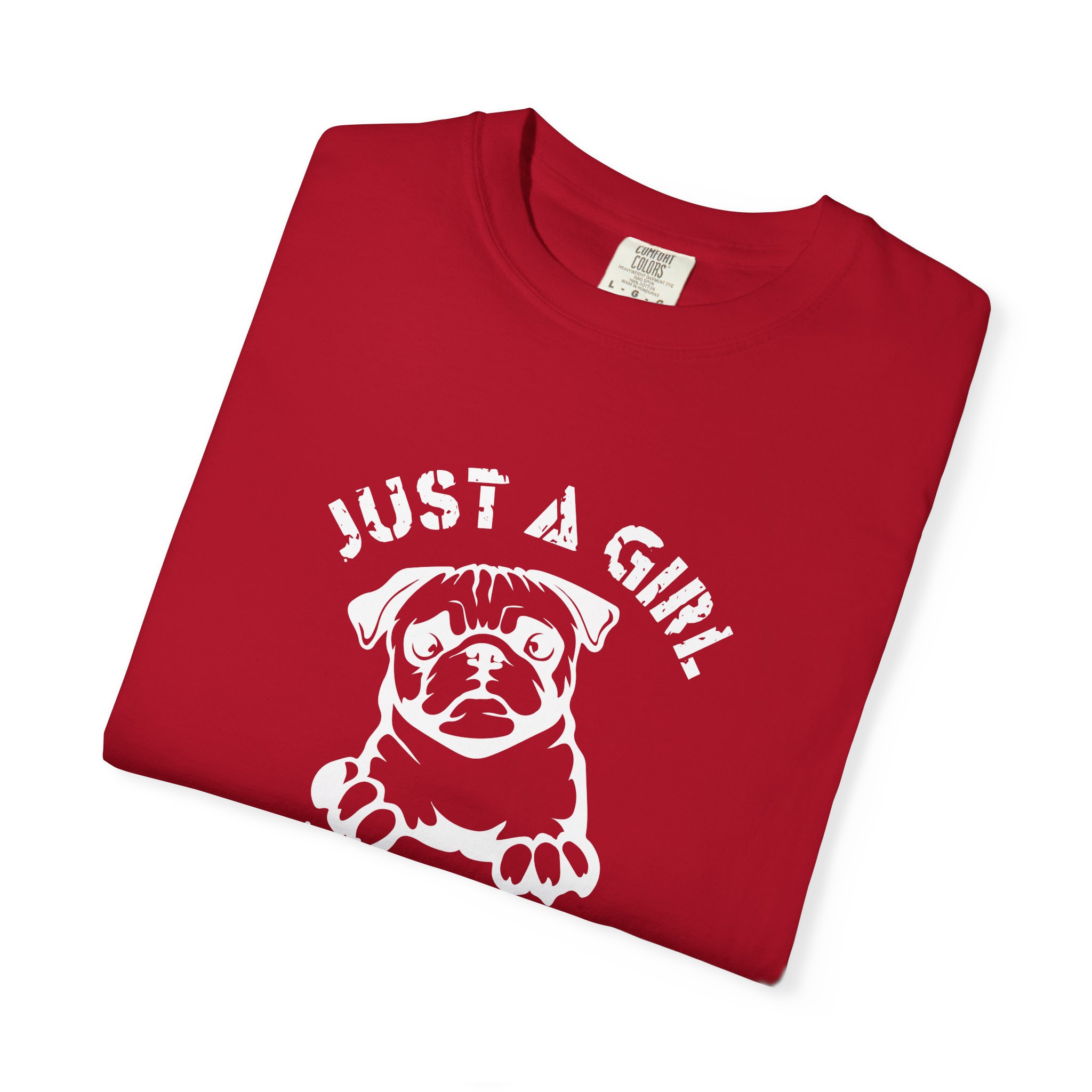 Pug Lover T-Shirt, Just a Girl Who Loves Pugs Tee, Gift for Dog Moms, Cute Pet Shirt, Fun Animal T-Shirt - Image 2