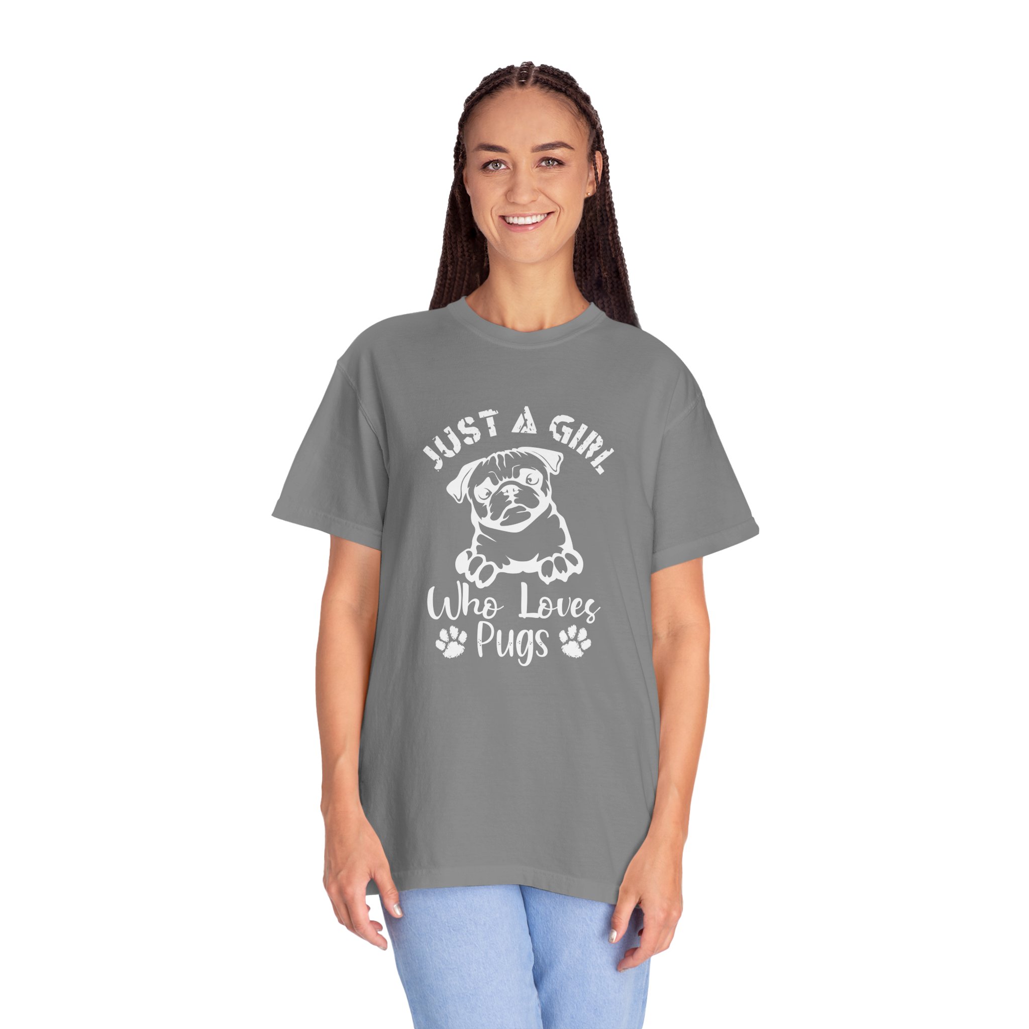 Pug Lover T-Shirt, Just a Girl Who Loves Pugs Tee, Gift for Dog Moms, Cute Pet Shirt, Fun Animal T-Shirt - Image 10