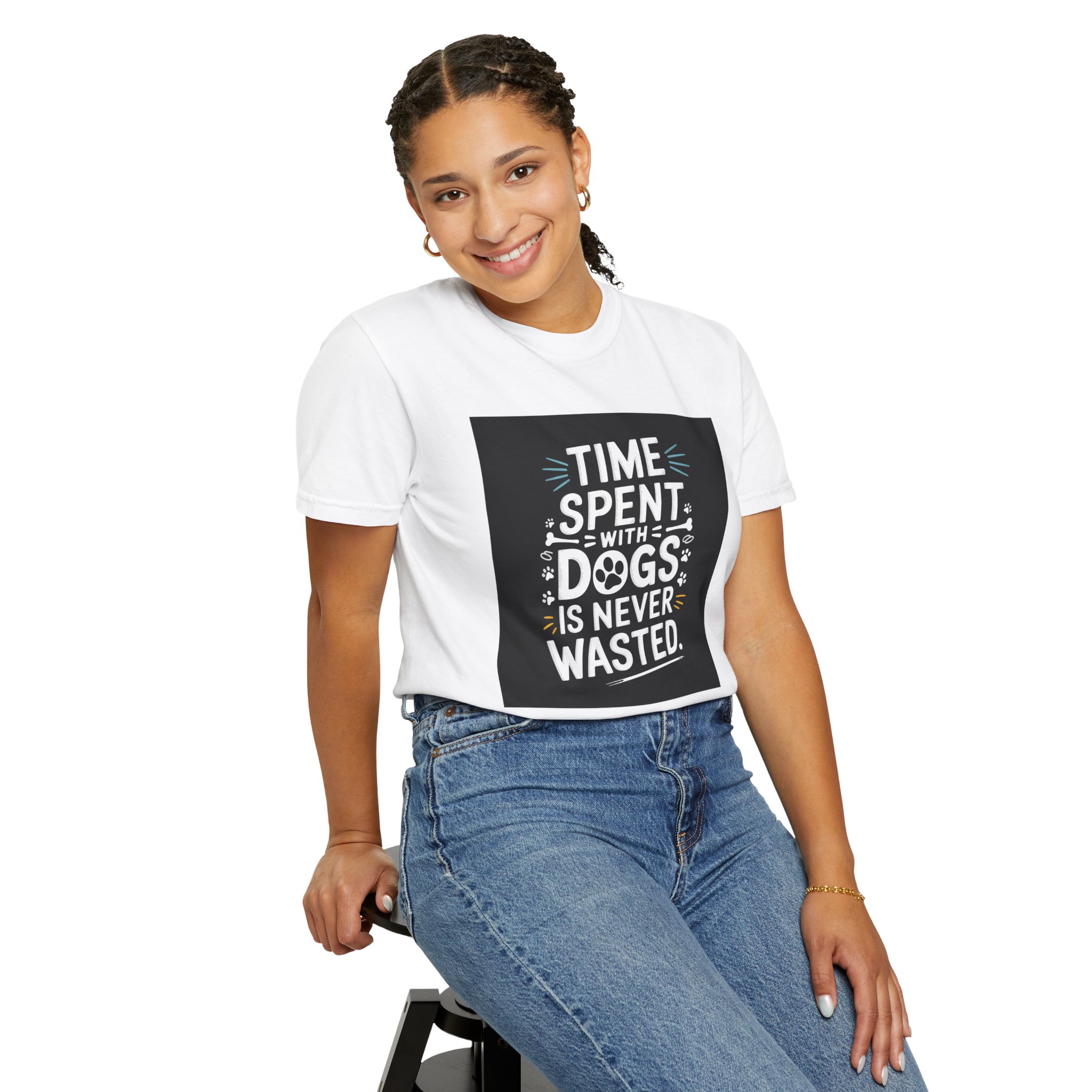Dog Lover's T-Shirt - "Time Spent with Dogs is Never Wasted", Perfect Gift for Dog Owners, Pet Lovers, Casual Wear - Image 12