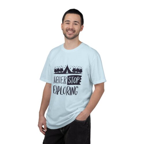 Adventure-Ready Garment-Dyed T-Shirt | Never Stop Exploring Graphic Tee, Camping Shirt, Travel Apparel, Nature Lover Gift. - Image 3