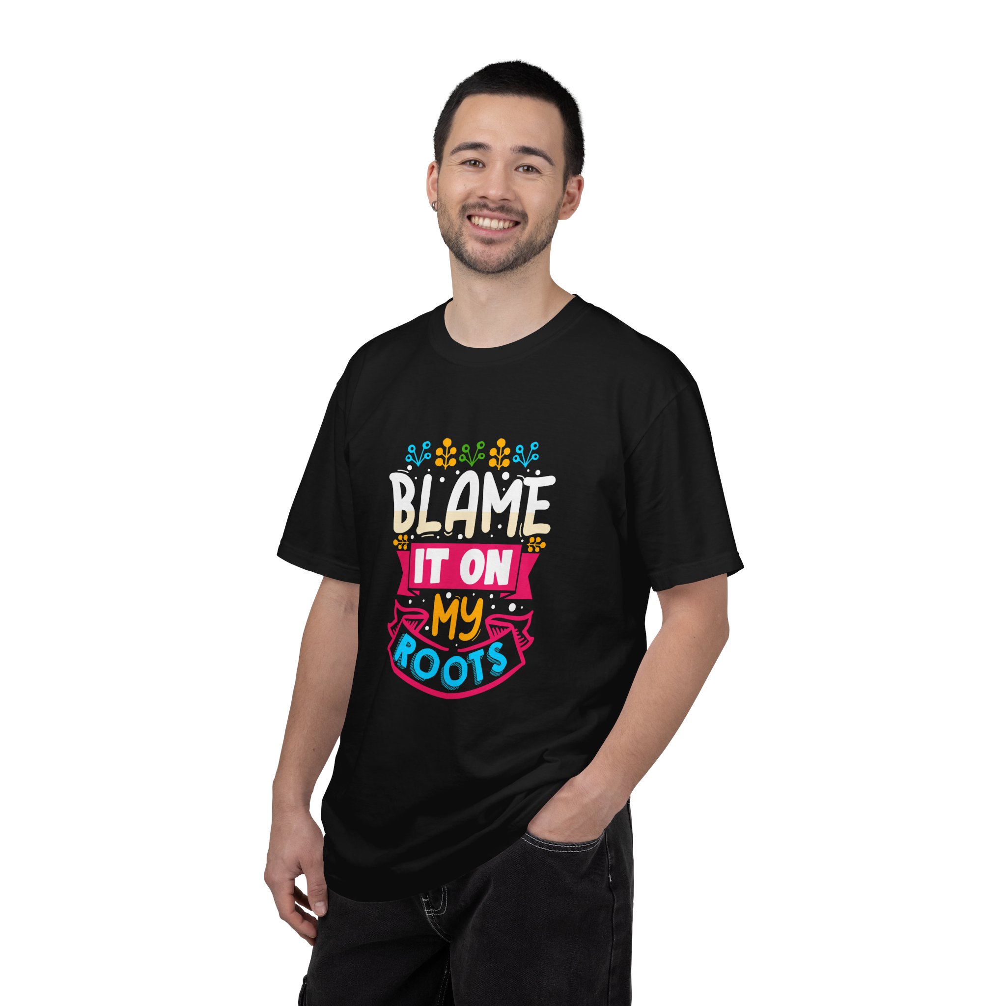 Colorful 'Blame It On My Roots' Unisex Garment-Dyed T-Shirt, Fun Gift for Birthdays, Family Gatherings. - Image 3