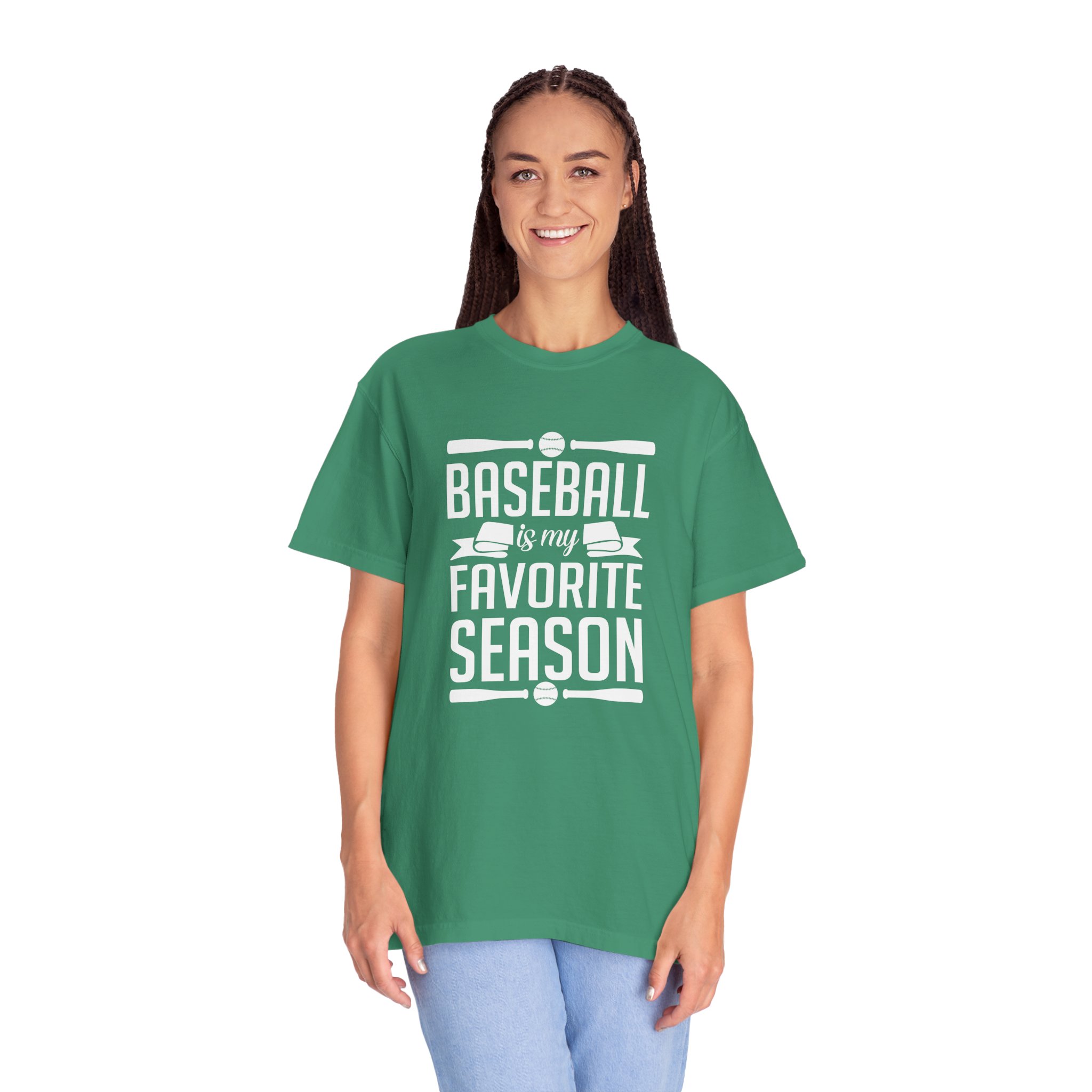 Baseball Favorite Season T-Shirt, Unisex Garment-Dyed Tee, Sporty Apparel, Gift for Baseball Lovers, Summer Wear, Casual Style. - Image 36