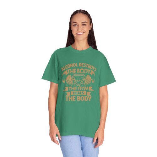 Fitness Motivational T-shirt - Alcohol Destroys, Gym Heals, Workout Tee, Gift for Gym Lovers, Activewear Shirt. - Image 36