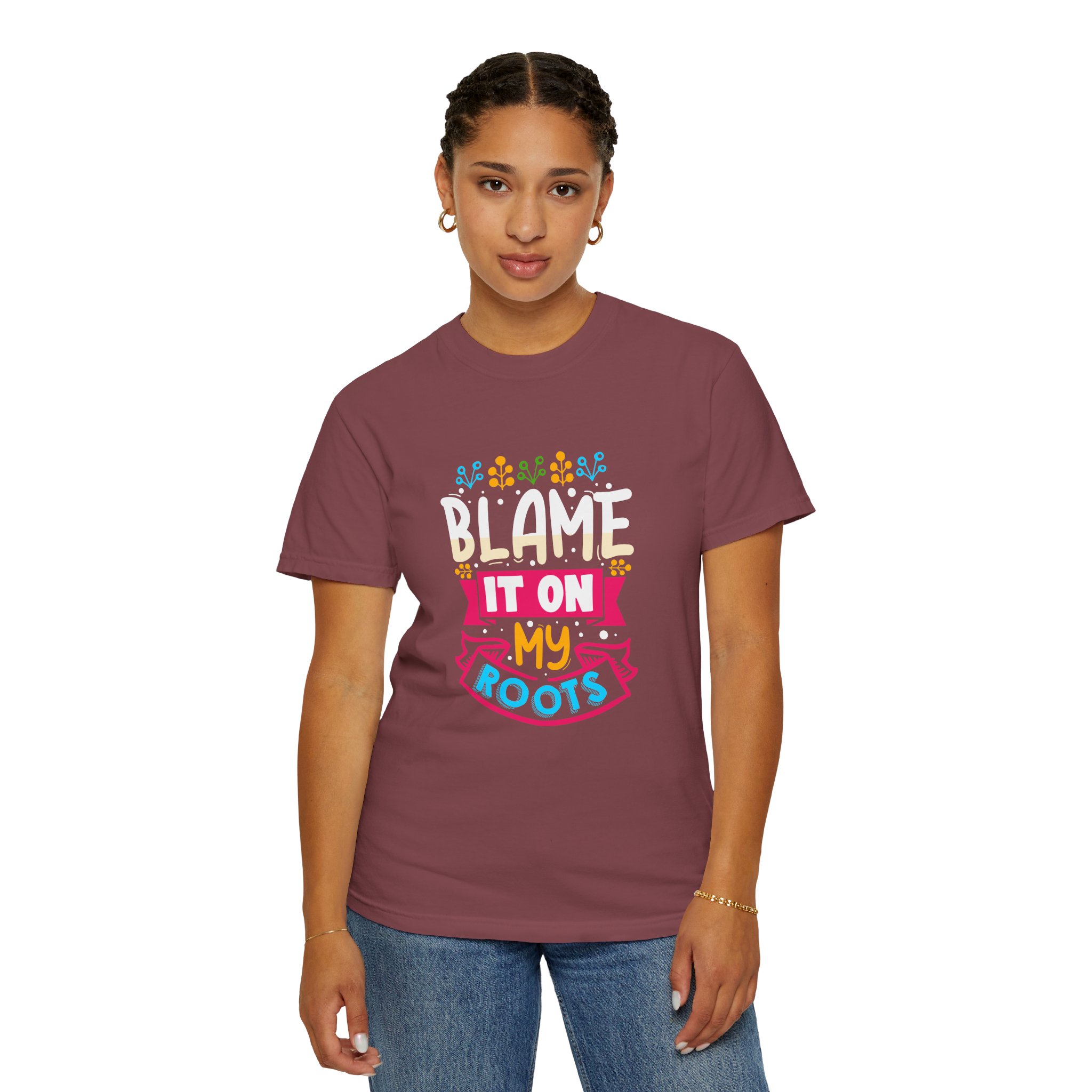 Colorful 'Blame It On My Roots' Unisex Garment-Dyed T-Shirt, Fun Gift for Birthdays, Family Gatherings. - Image 53