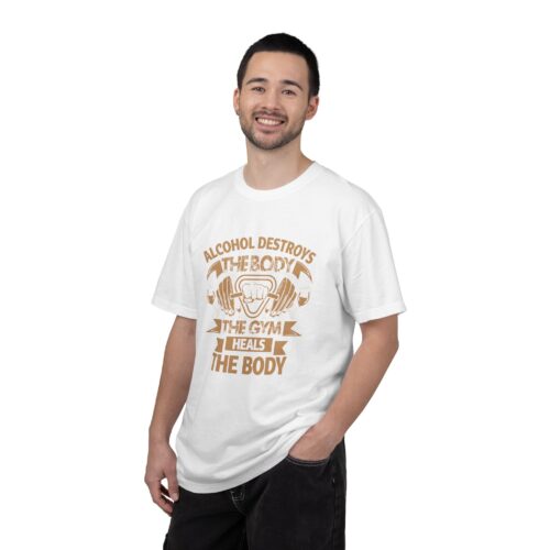Fitness Motivational T-shirt - Alcohol Destroys, Gym Heals, Workout Tee, Gift for Gym Lovers, Activewear Shirt. - Image 11