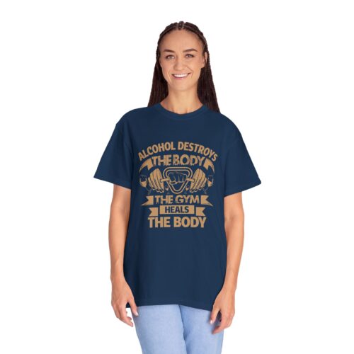 Fitness Motivational T-shirt - Alcohol Destroys, Gym Heals, Workout Tee, Gift for Gym Lovers, Activewear Shirt. - Image 44