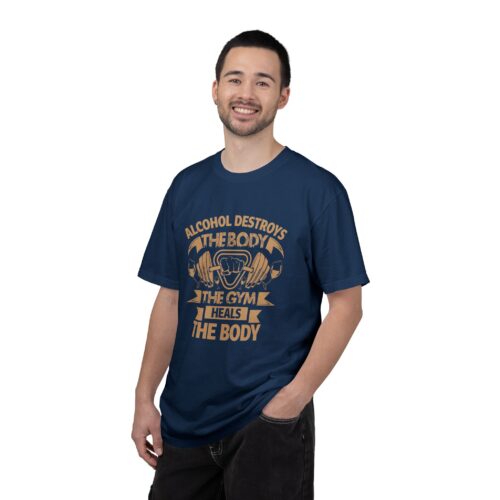 Fitness Motivational T-shirt - Alcohol Destroys, Gym Heals, Workout Tee, Gift for Gym Lovers, Activewear Shirt. - Image 43