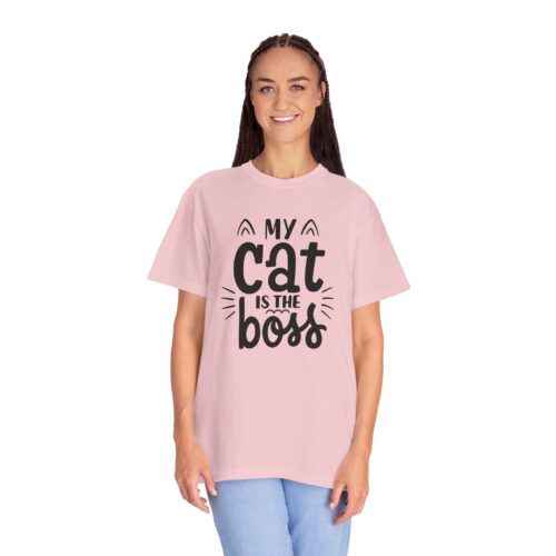 Cat Lover's Unisex Garment-Dyed T-Shirt - 'My Cat is The Boss'. - Image 44