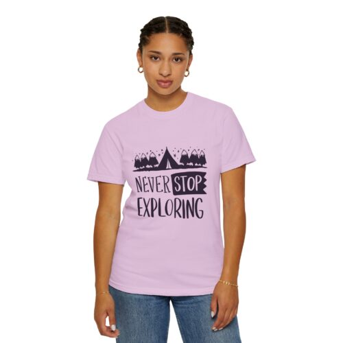 Adventure-Ready Garment-Dyed T-Shirt | Never Stop Exploring Graphic Tee, Camping Shirt, Travel Apparel, Nature Lover Gift. - Image 29