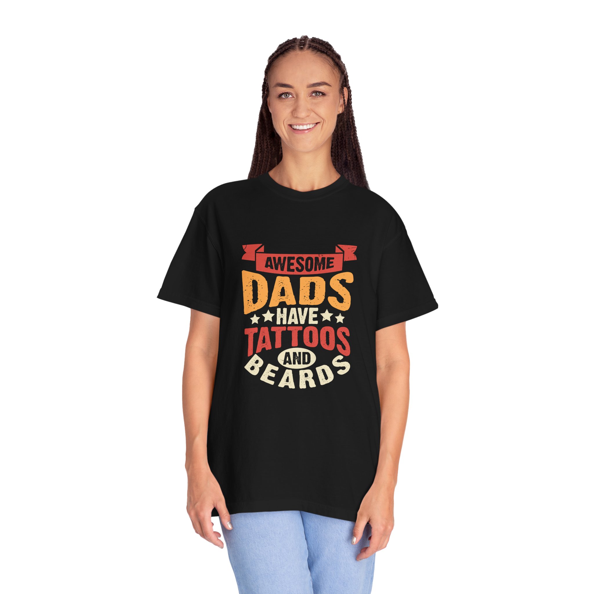 Awesome Dads Have Tattoos and Beards T-shirt, Unisex Garment-Dyed Tee, Father's Day Gift, Dad Shirt, Casual & Tattoo Lover Apparel. - Image 4
