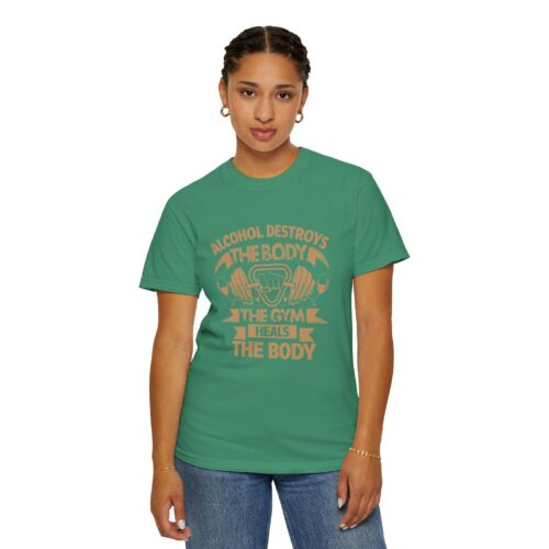 Fitness Motivational T-shirt - Alcohol Destroys, Gym Heals, Workout Tee, Gift for Gym Lovers, Activewear Shirt. - Image 37
