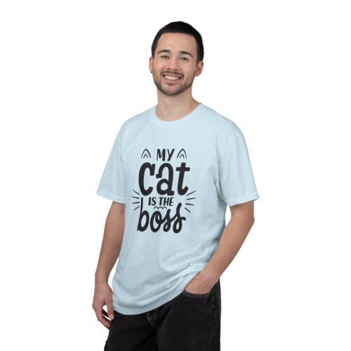 Cat Lover's Unisex Garment-Dyed T-Shirt - 'My Cat is The Boss'. - Image 3