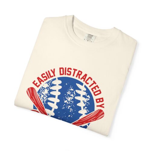 Unisex Baseball T-Shirt - Easily Distracted by Baseball, Sporty Tee, Gift for Baseball Lovers, Summer Wear, Casual Apparel. - Image 2