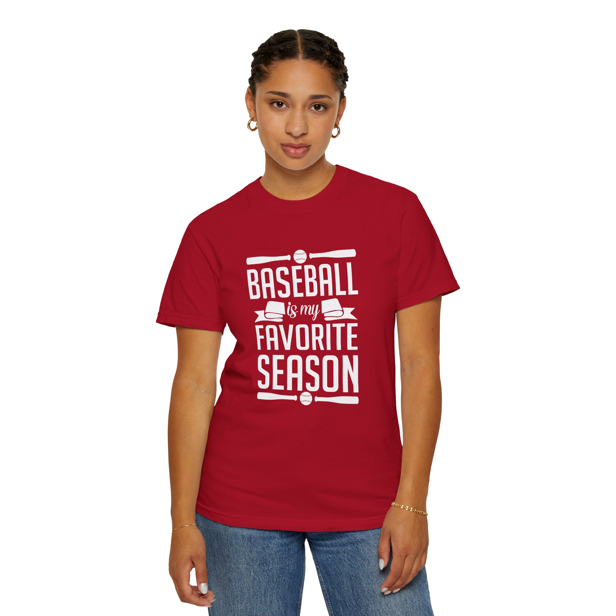 Baseball Favorite Season T-Shirt, Unisex Garment-Dyed Tee, Sporty Apparel, Gift for Baseball Lovers, Summer Wear, Casual Style. - Image 5