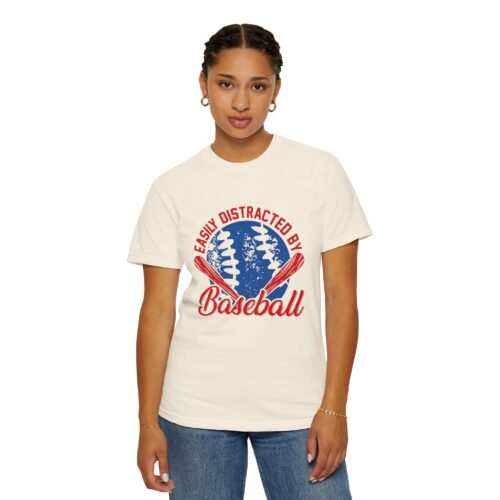 Unisex Baseball T-Shirt - Easily Distracted by Baseball, Sporty Tee, Gift for Baseball Lovers, Summer Wear, Casual Apparel. - Image 5