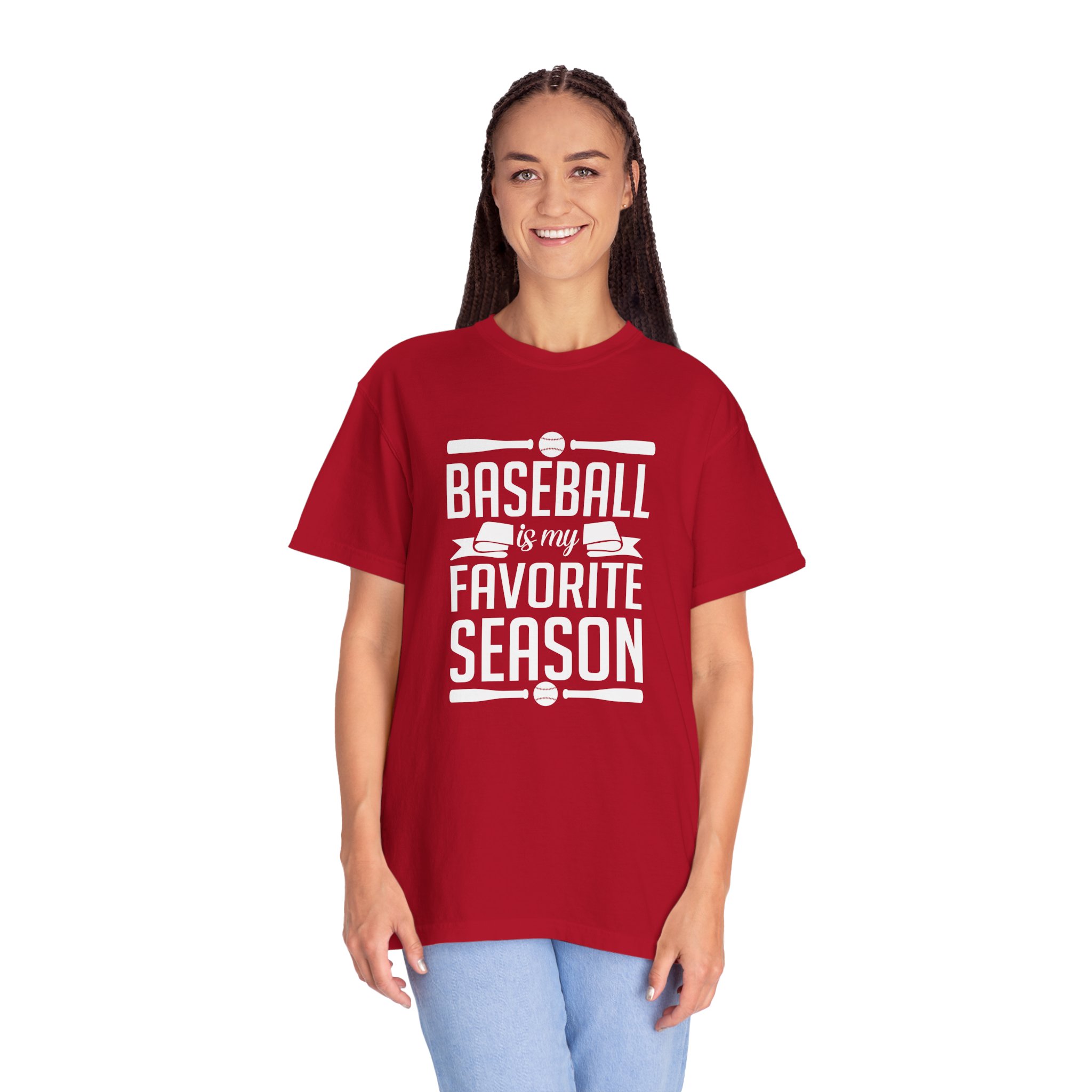 Baseball Favorite Season T-Shirt, Unisex Garment-Dyed Tee, Sporty Apparel, Gift for Baseball Lovers, Summer Wear, Casual Style. - Image 4