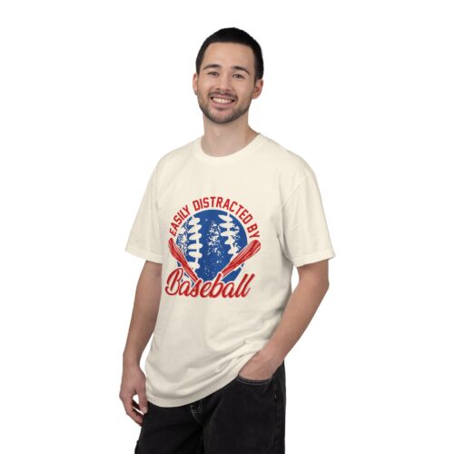 Unisex Baseball T-Shirt - Easily Distracted by Baseball, Sporty Tee, Gift for Baseball Lovers, Summer Wear, Casual Apparel. - Image 3