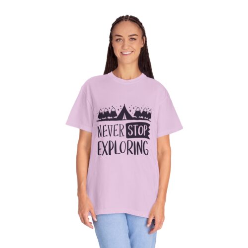 Adventure-Ready Garment-Dyed T-Shirt | Never Stop Exploring Graphic Tee, Camping Shirt, Travel Apparel, Nature Lover Gift. - Image 28