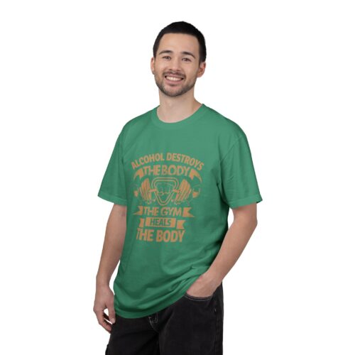 Fitness Motivational T-shirt - Alcohol Destroys, Gym Heals, Workout Tee, Gift for Gym Lovers, Activewear Shirt. - Image 35