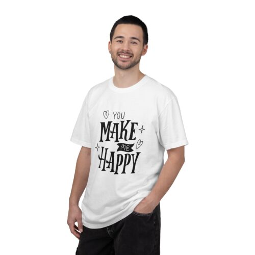 Joyful Message T-Shirt - You Make Me Happy - Gift for Friends, Casual Wear, Birthday Gift, Uplifting Apparel, Everyday Comfort. - Image 3