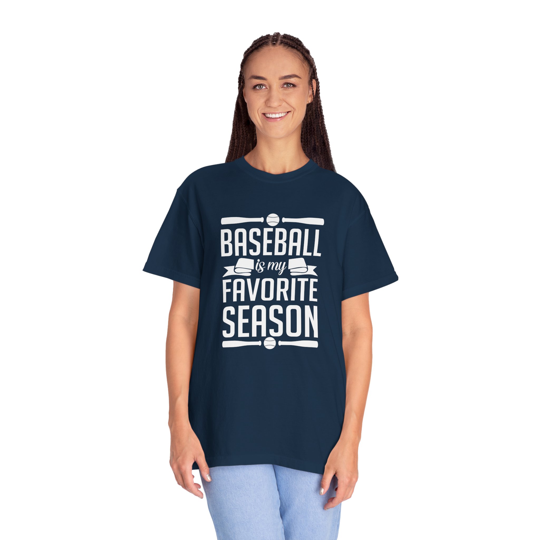 Baseball Favorite Season T-Shirt, Unisex Garment-Dyed Tee, Sporty Apparel, Gift for Baseball Lovers, Summer Wear, Casual Style. - Image 44