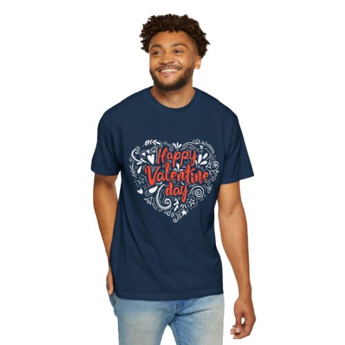 Happy Valentine's Day Unisex Garment-Dyed T-shirt, Love Shirt, Heart T-shirt, Couple's Gift, Cute Valentine's Tee, Casual Wear. - Image 7