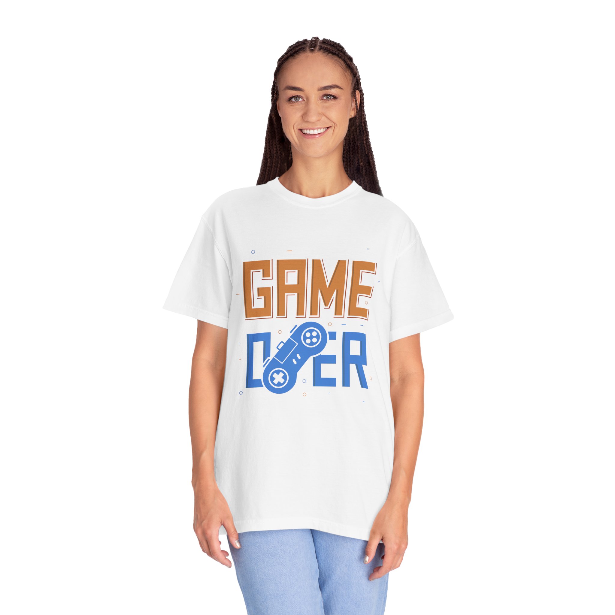 Game Over Unisex Garment-Dyed T-Shirt, Gamer Gift, PlayStation Tee, Retro Gaming Shirt, Casual Wear, Birthday Present. - Image 4