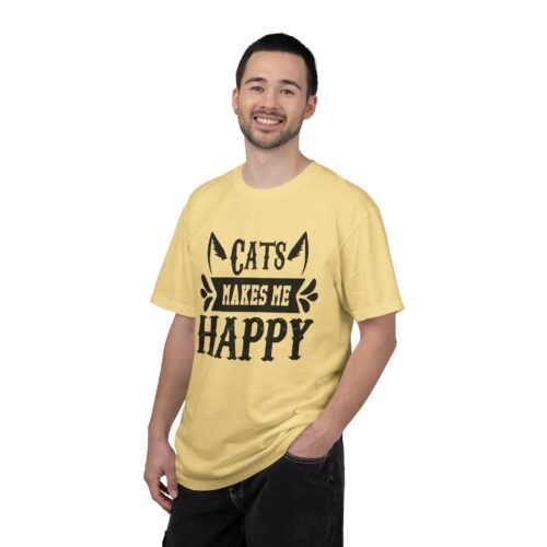 Cats Make Me Happy Unisex T-Shirt, Cat Lover Gift, Funny Tee, Animal Lovers Apparel, Gift for Her. - Image 3