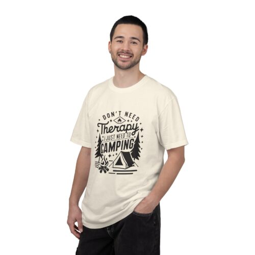 Camping Therapy T-Shirt | Unisex Garment-Dyed Tee for Outdoor Lovers, Perfect Gift for Campers, Nature Lovers, and Adventure Seekers. - Image 3