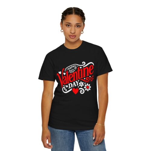 Valentine's Day T‑Shirt - "Happy Valentine Day" Retro Floral Design. - Image 5