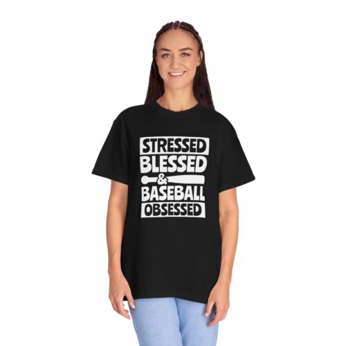 Baseball Obsession Tee, Stressed Blessed Baseball Shirt, Unisex Sportswear, Gifts for Baseball Fans, Casual Everyday Wear. - Image 4