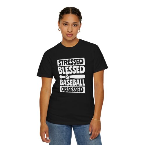 Baseball Obsession Tee, Stressed Blessed Baseball Shirt, Unisex Sportswear, Gifts for Baseball Fans, Casual Everyday Wear. - Image 5