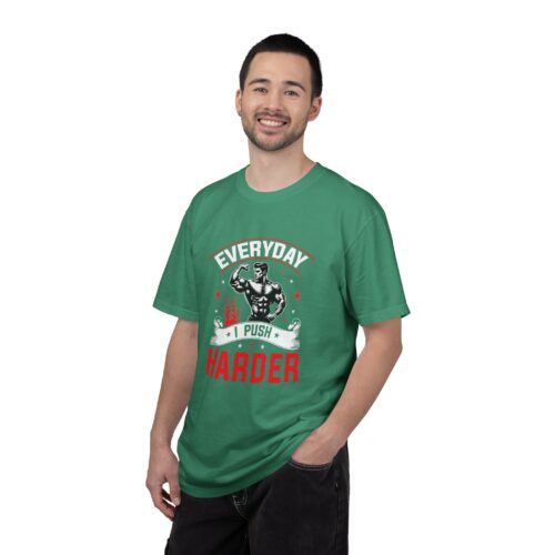 Muscle Motivation T-Shirt: Everyday I Push Harder, Fitness Apparel, Gym Top, Workout Shirt, Gift for Him/Her. - Image 3
