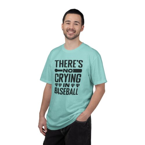 Baseball Humor T-Shirt, Unisex Garment-Dyed Tee, Gift for Sports Lovers, Funny Baseball Shirt, No Crying in Baseball. - Image 3