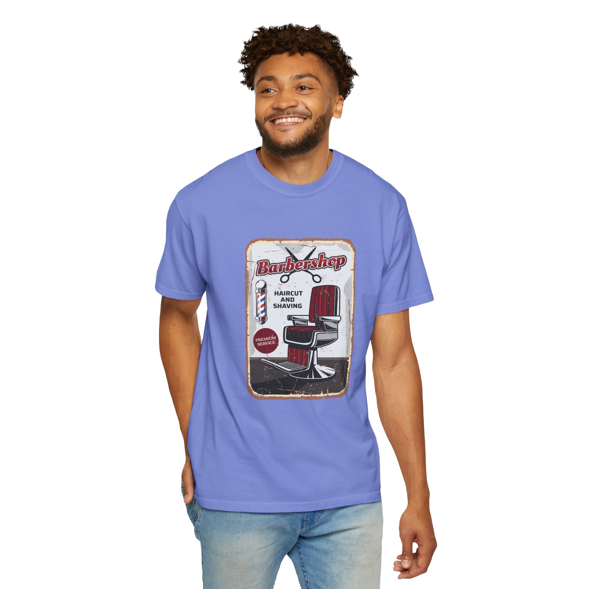 Vintage Barbershop T-Shirt, Unisex Graphic Tee, Haircut & Shaving Design, Barber Gift, Casual Wear, Retro Style, Gift for Him/Her. - Image 7