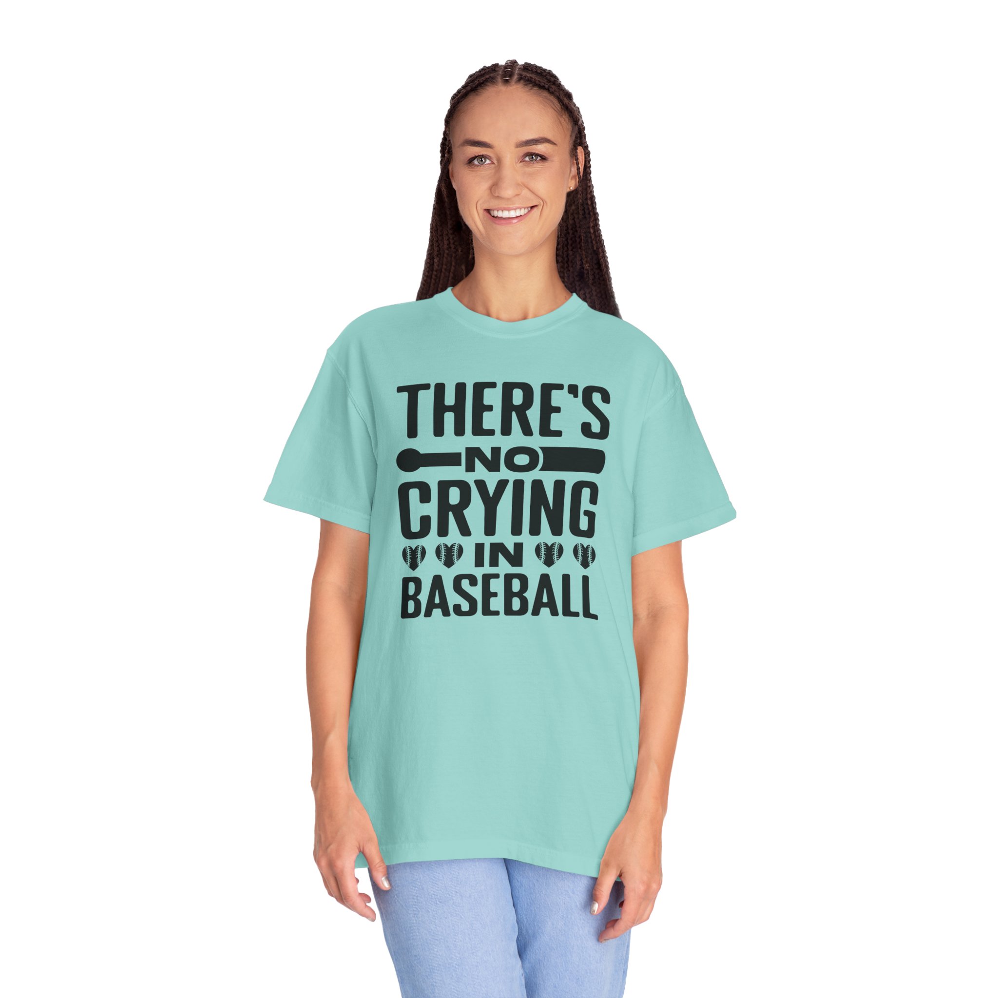 Baseball Humor T-Shirt, Unisex Garment-Dyed Tee, Gift for Sports Lovers, Funny Baseball Shirt, No Crying in Baseball. - Image 4