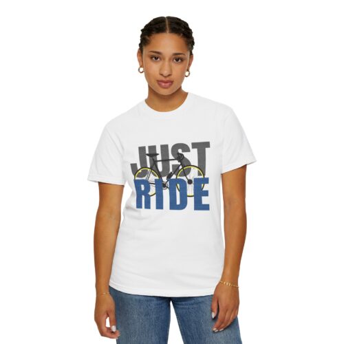 Unisex Cycling T-shirt, Just Ride Graphic Tee, Sporty Casual Wear, Cycling Gift, Active Lifestyle Apparel, Bike Lover Shirt. - Image 5