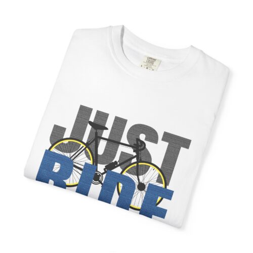 Unisex Cycling T-shirt, Just Ride Graphic Tee, Sporty Casual Wear, Cycling Gift, Active Lifestyle Apparel, Bike Lover Shirt. - Image 2