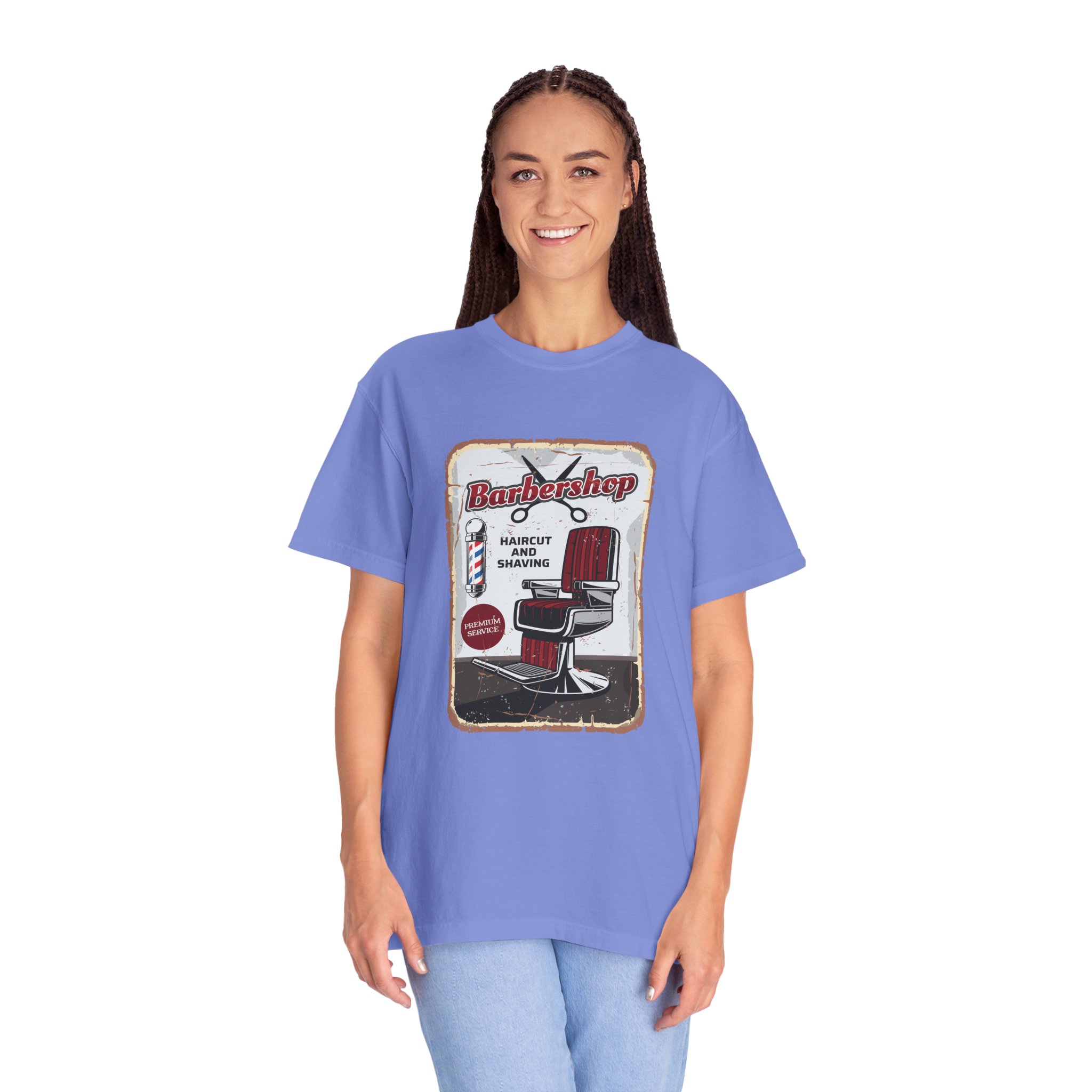 Vintage Barbershop T-Shirt, Unisex Graphic Tee, Haircut & Shaving Design, Barber Gift, Casual Wear, Retro Style, Gift for Him/Her. - Image 4