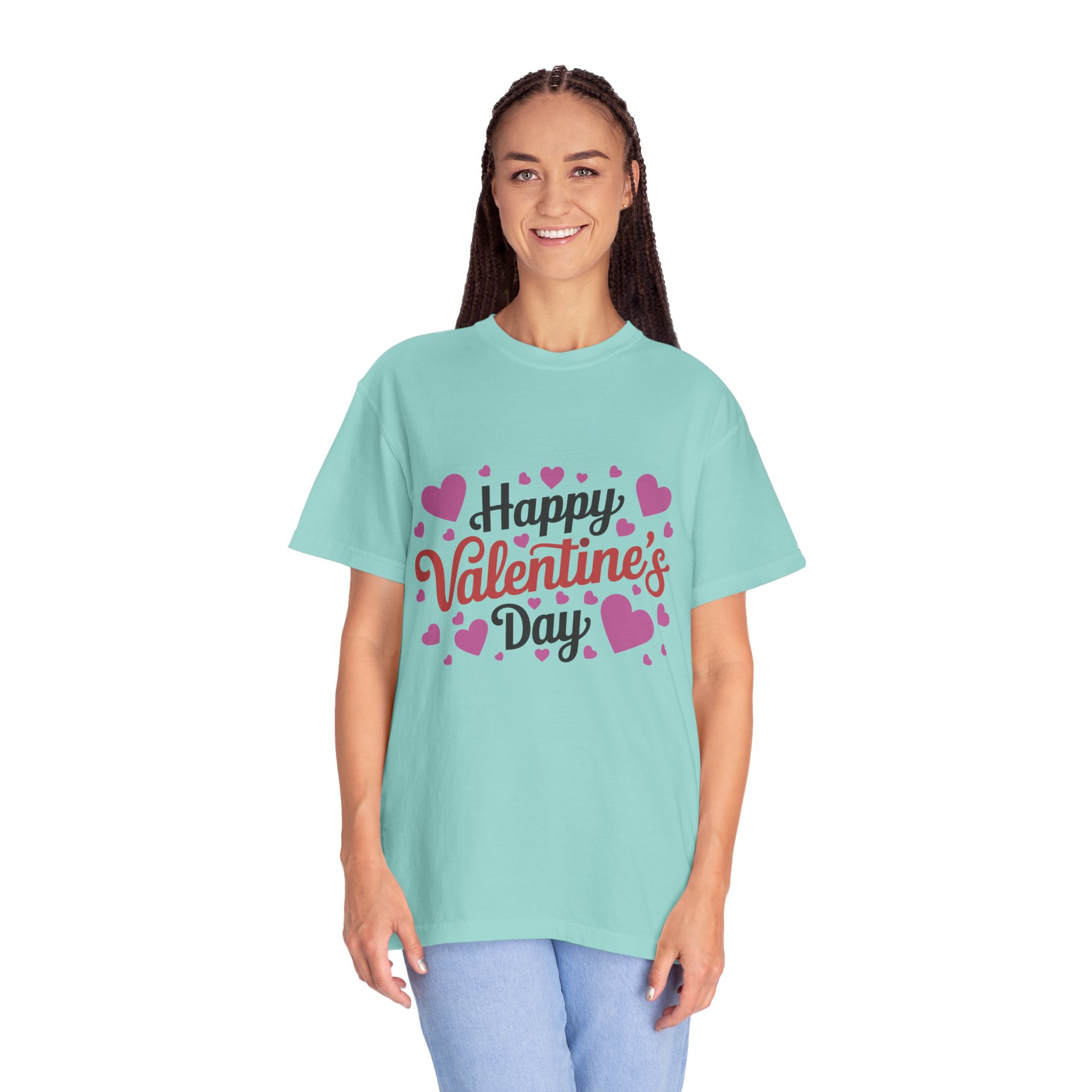 C - 8.17.Happy Valentine's Day Unisex Garment-Dyed T-shirt, Cute Valentine's Gift, Casual Love Tee, Couple's Matching Shirt. - Image 44