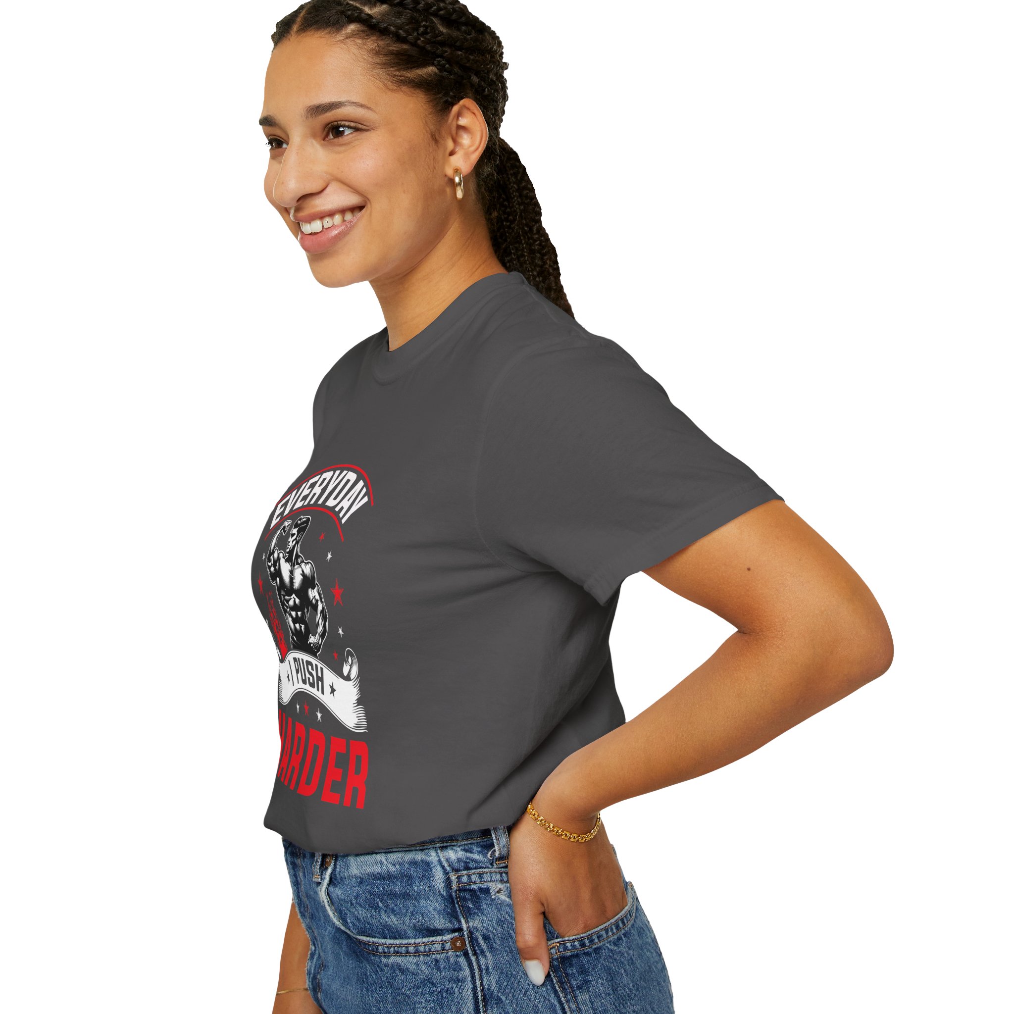 Muscle Motivation T-Shirt: Everyday I Push Harder, Fitness Apparel, Gym Top, Workout Shirt, Gift for Him/Her. - Image 30